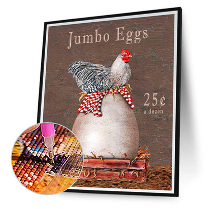 Farm Fresh Chicken 30*40CM(Canvas) Full Round Drill Diamond Painting