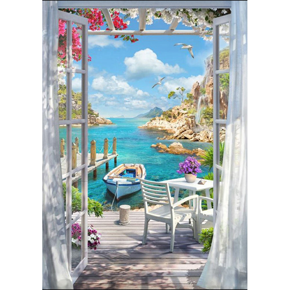 Sunshine Beach Outside The Window - Full Round Drill Diamond Painting 40*50CM