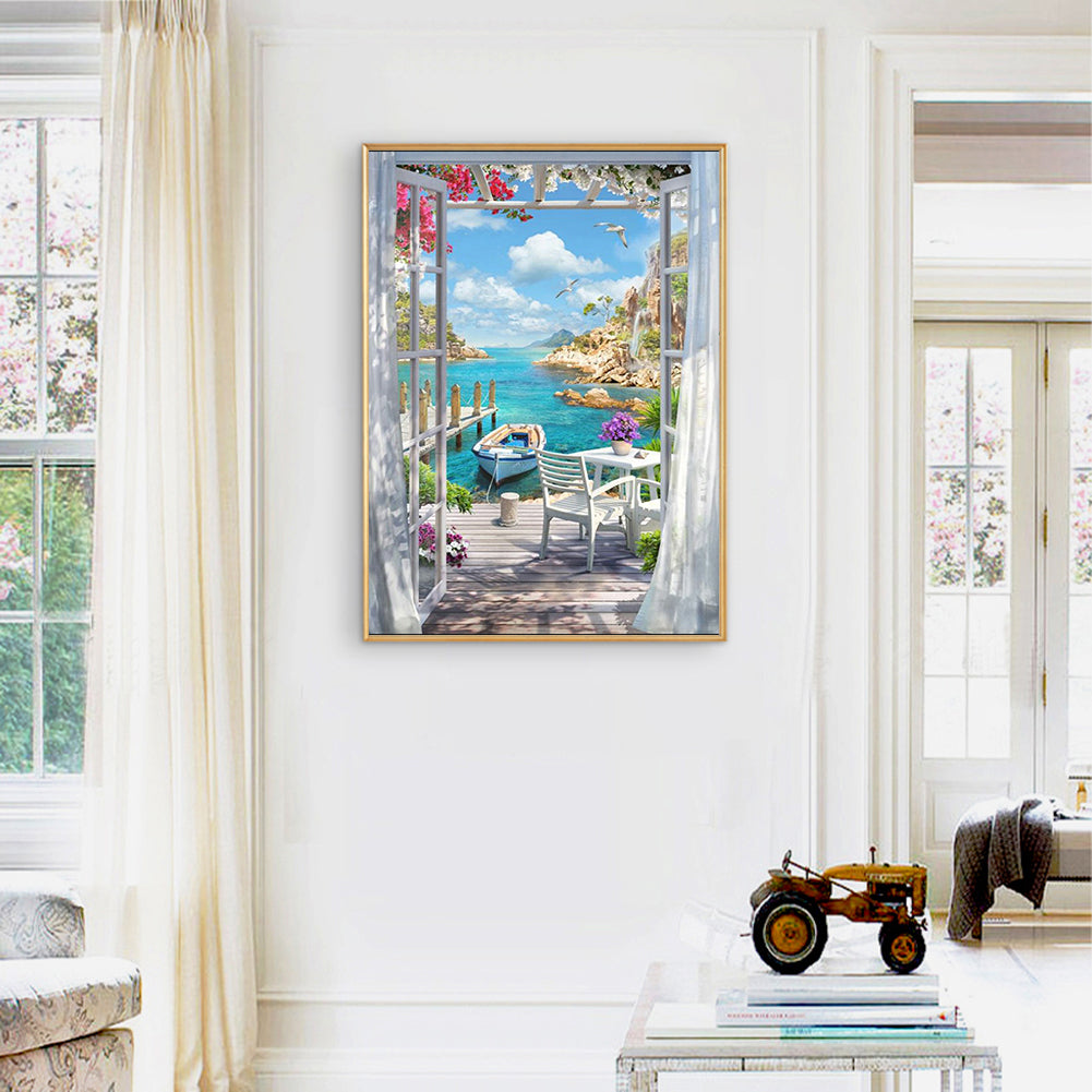 Sunshine Beach Outside The Window - Full Round Drill Diamond Painting 40*50CM