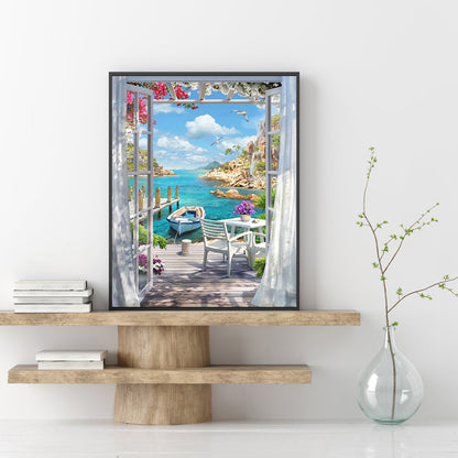 Sunshine Beach Outside The Window - Full Round Drill Diamond Painting 40*50CM