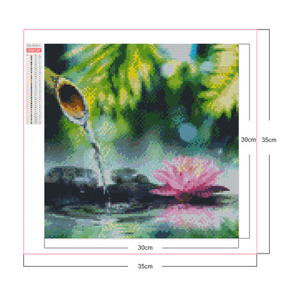 Lotus Flowing Water - Full Square Drill Diamond Painting 30*30CM