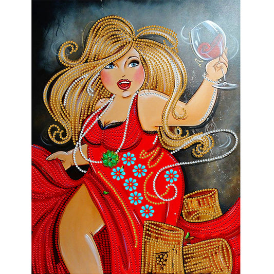 Beautiful Fat Woman 30*40CM(Canvas) Special Shaped Drill Diamond Painting
