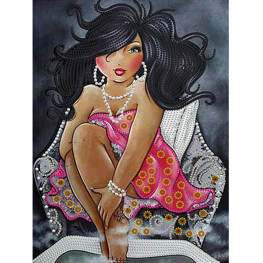 Beautiful Fat Woman 30*40CM(Canvas) Special Shaped Drill Diamond Painting
