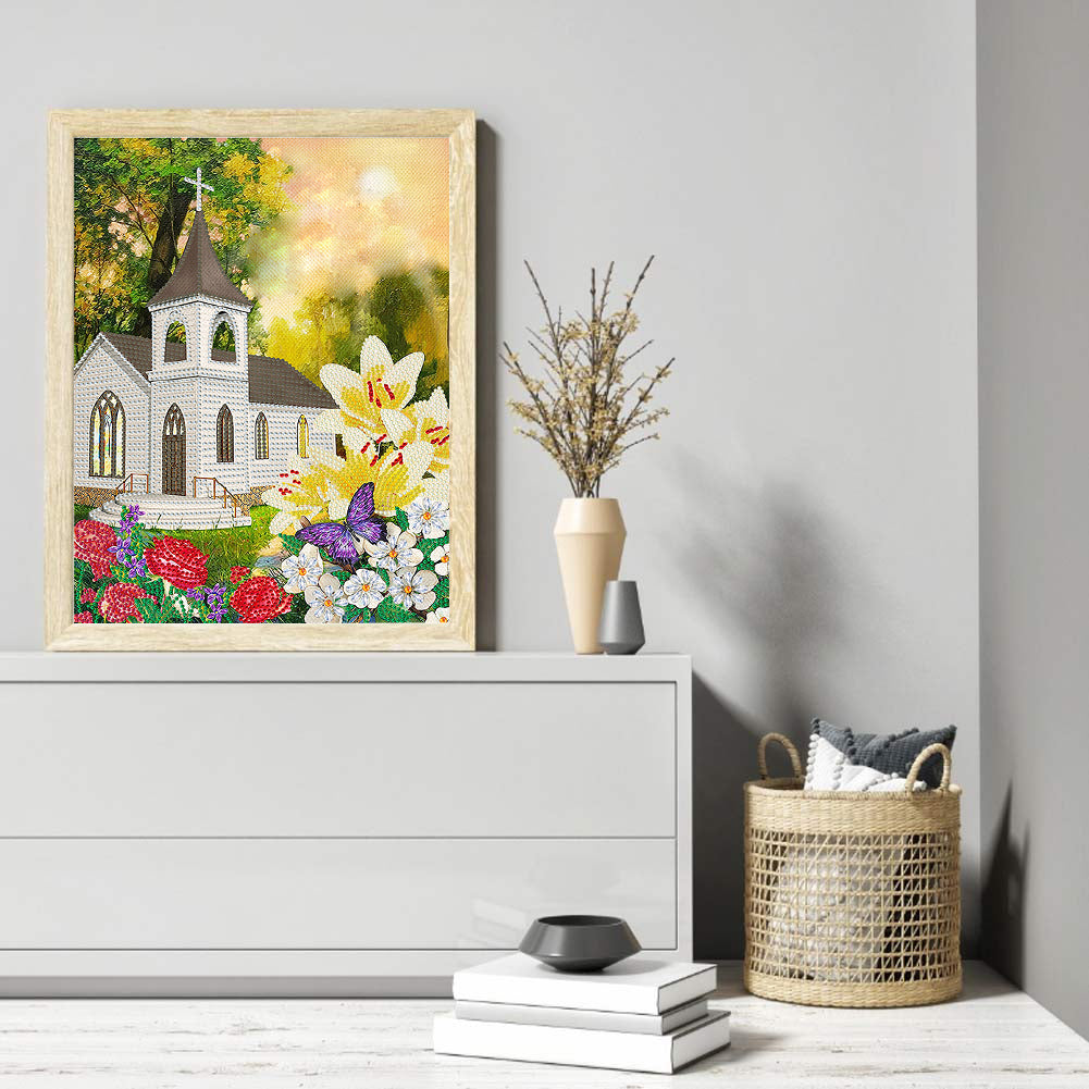 Church 30*40CM(Canvas) Special Shaped Drill Diamond Painting