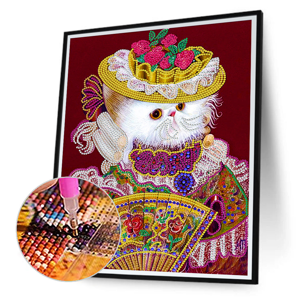 Elegant And Luxurious Cat - Special Shaped Drill Diamond Painting 30*40CM