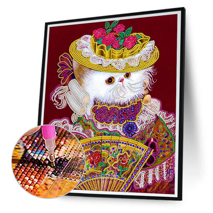 Elegant And Luxurious Cat - Special Shaped Drill Diamond Painting 30*40CM