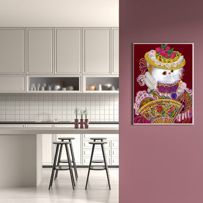 Elegant And Luxurious Cat - Special Shaped Drill Diamond Painting 30*40CM
