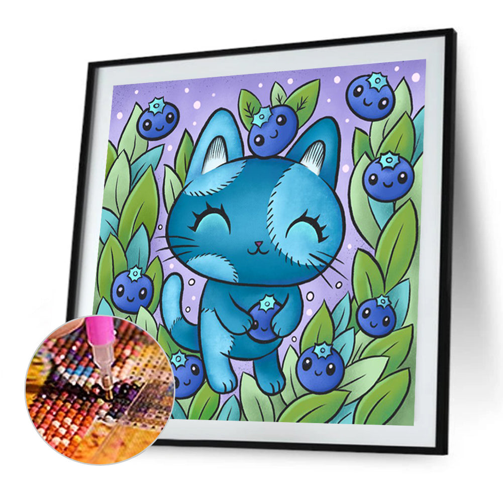 Blue Kitten 40*40CM(Canvas) Full Round Drill Diamond Painting