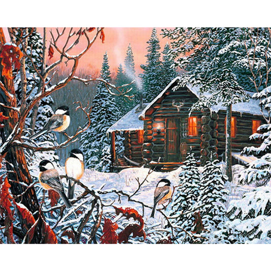 Country House 50*40CM(Canvas) Full Round Drill Diamond Painting