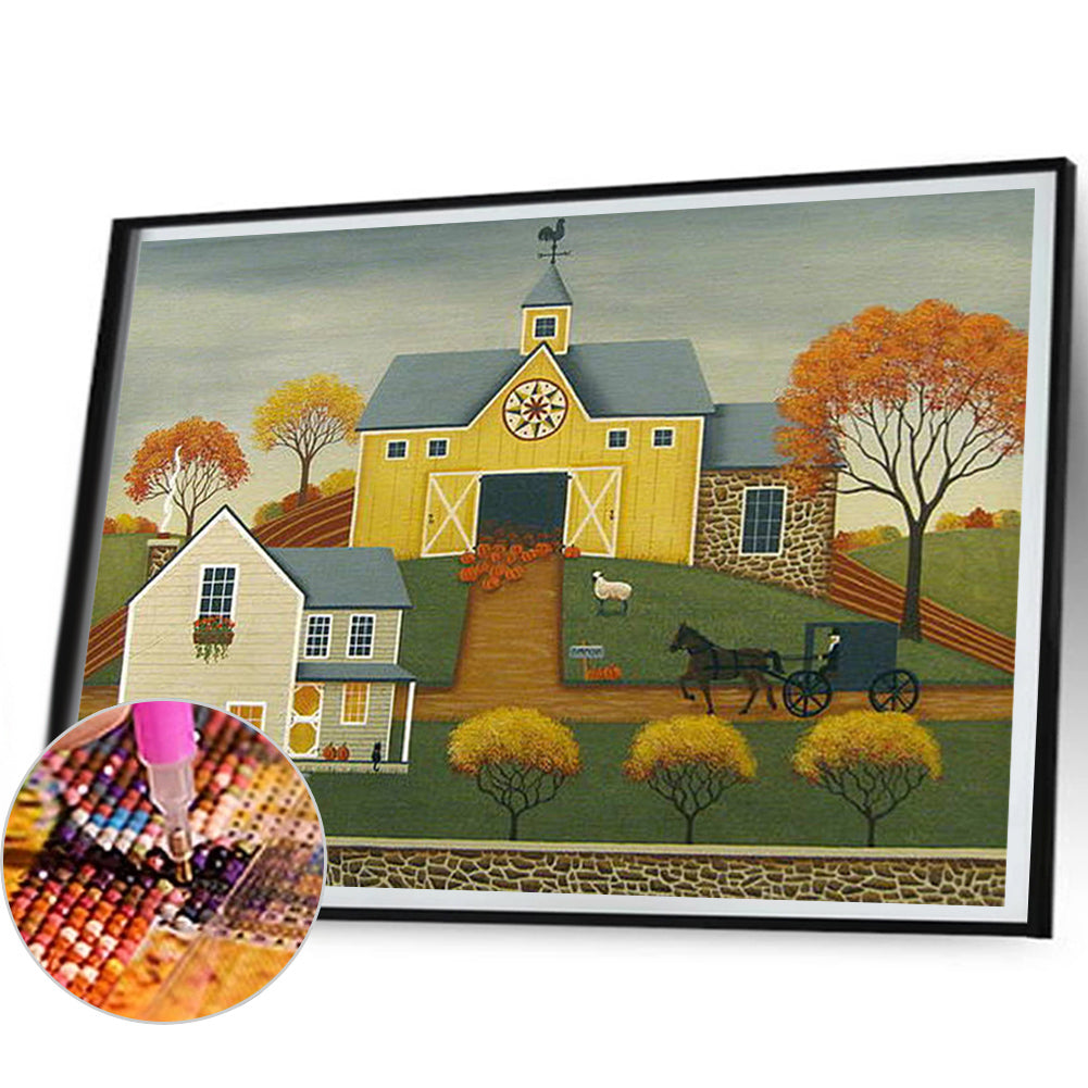 House In Rice Field 50*40CM(Canvas) Full Round Drill Diamond Painting