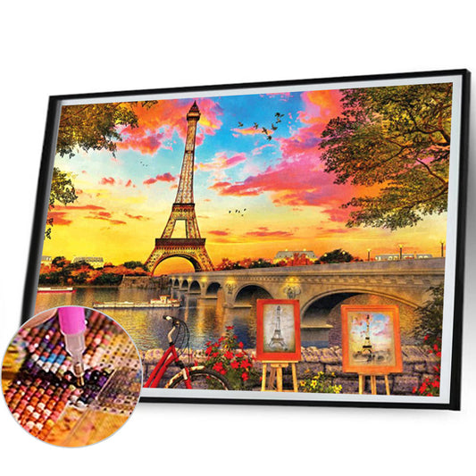 Eiffel Tower Sunset - Full Round Drill Diamond Painting 50*40CM