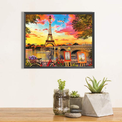 Eiffel Tower Sunset - Full Round Drill Diamond Painting 50*40CM