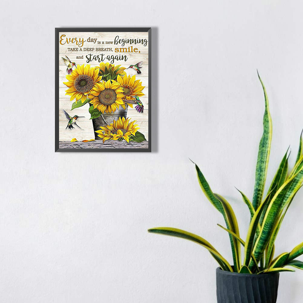 Sunflower Vase - Full Square Drill Diamond Painting 30*40CM