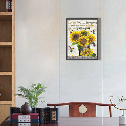 Sunflower Vase - Full Square Drill Diamond Painting 30*40CM