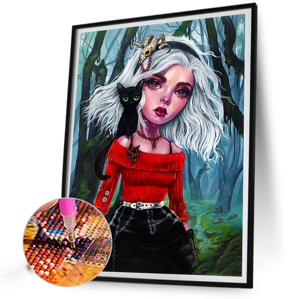 Heavy Makeup Girl - Full Round Drill Diamond Painting 30*40CM