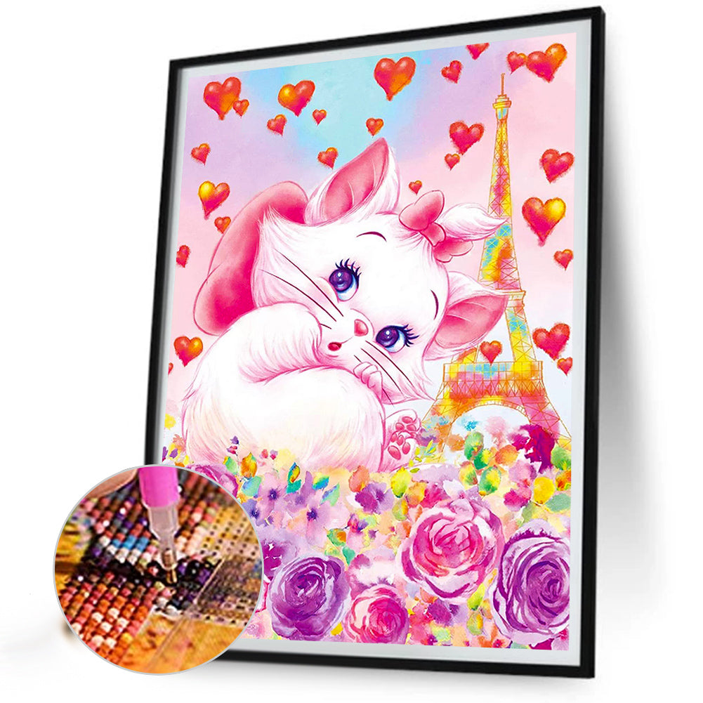 Rose Cat - Full Round Drill Diamond Painting 30*40CM