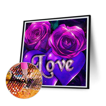 Purple Rose - Full Round Drill Diamond Painting 30*30CM