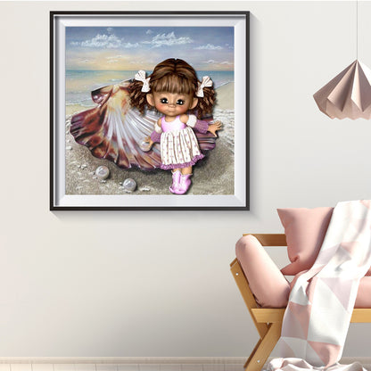 Girl With Big Eyes - Full Round Drill Diamond Painting 30*30CM