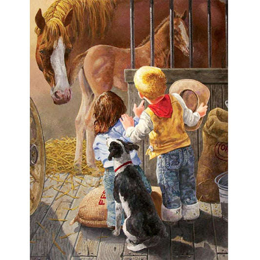 Racecourse Kids 40*50CM(Canvas) Full Round Drill Diamond Painting