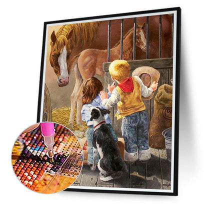 Racecourse Kids 40*50CM(Canvas) Full Round Drill Diamond Painting