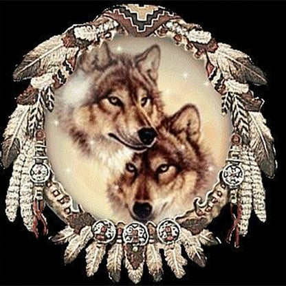 Wolf Head Dream Catcher 40*40CM(Canvas) Full Round Drill Diamond Painting