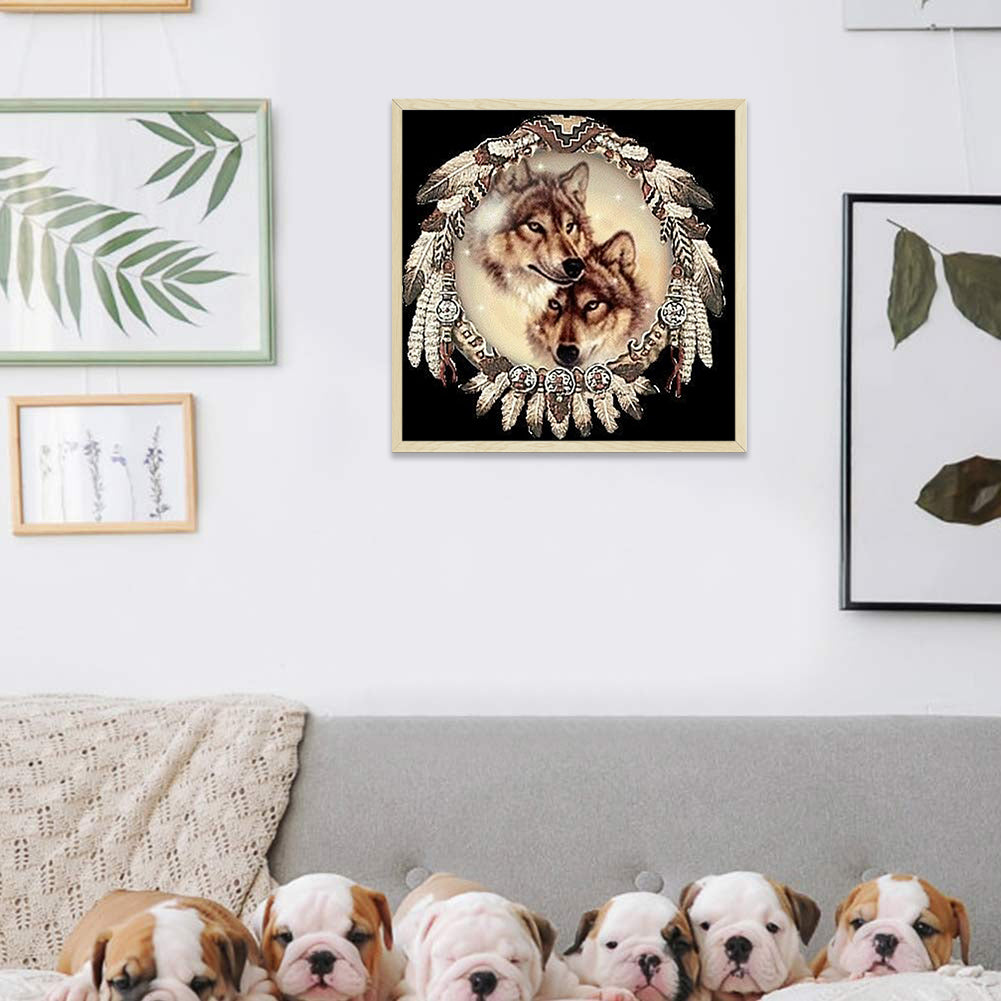Wolf Head Dream Catcher - Full Round Drill Diamond Painting 40*40CM