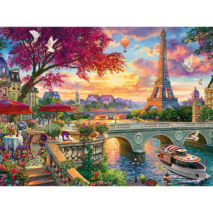 Eiffel Tower Scenery - Full Round Drill Diamond Painting 60*50CM