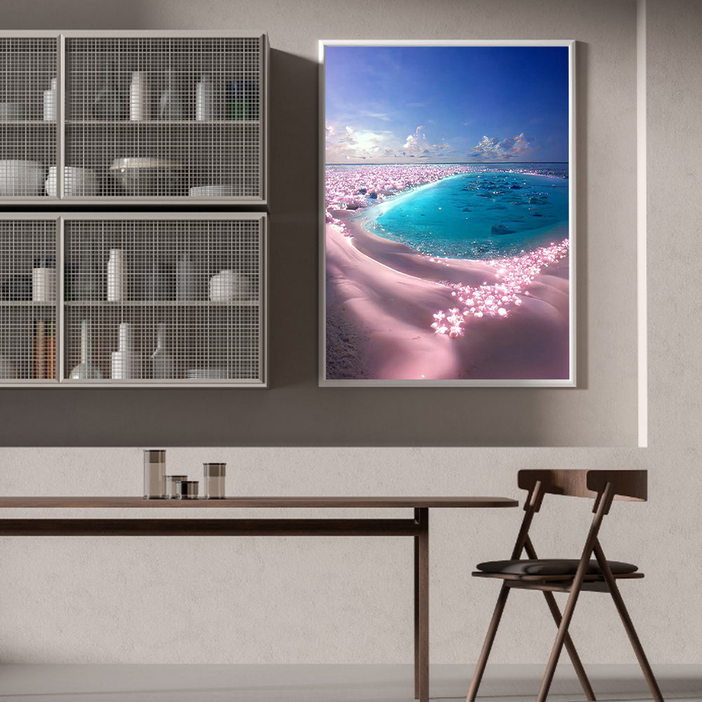 Beach Wave Art - Flower Sea Coastline - Full Round Drill Diamond Painting 40*50CM