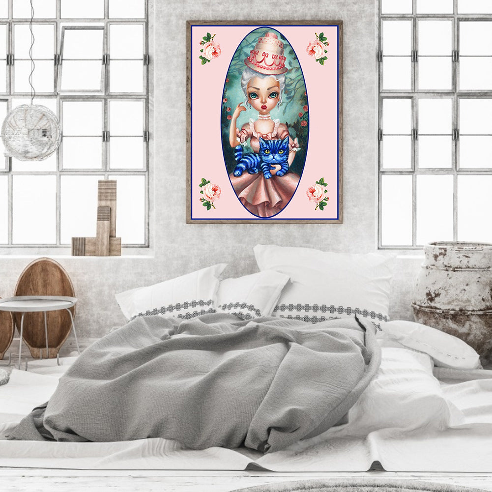 Weird Big Eyes Cartoon Girl - Full Round Drill Diamond Painting 30*40CM