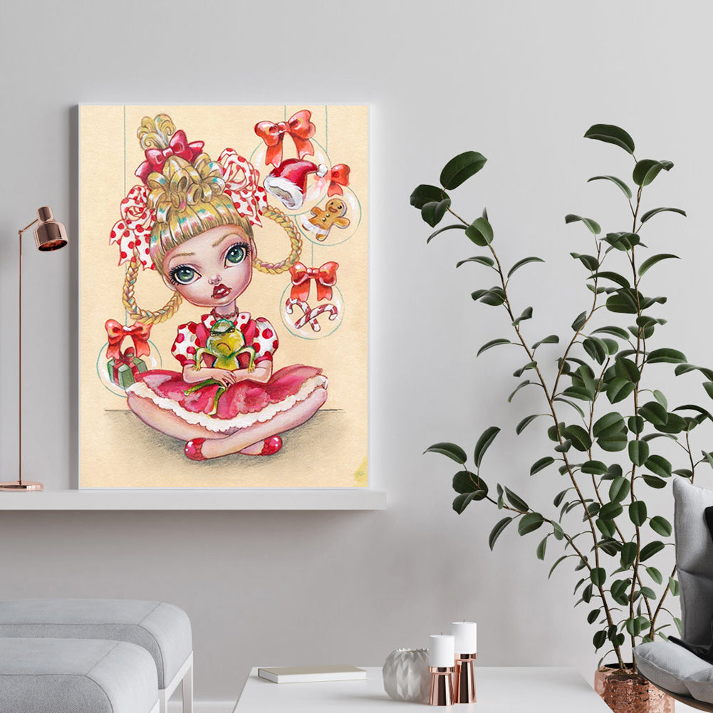 Weird Big Eyes Cartoon Girl - Full Round Drill Diamond Painting 30*40CM