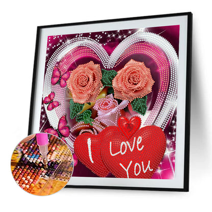 Love Rose 30*30CM(Canvas) Special Shaped Drill Diamond Painting