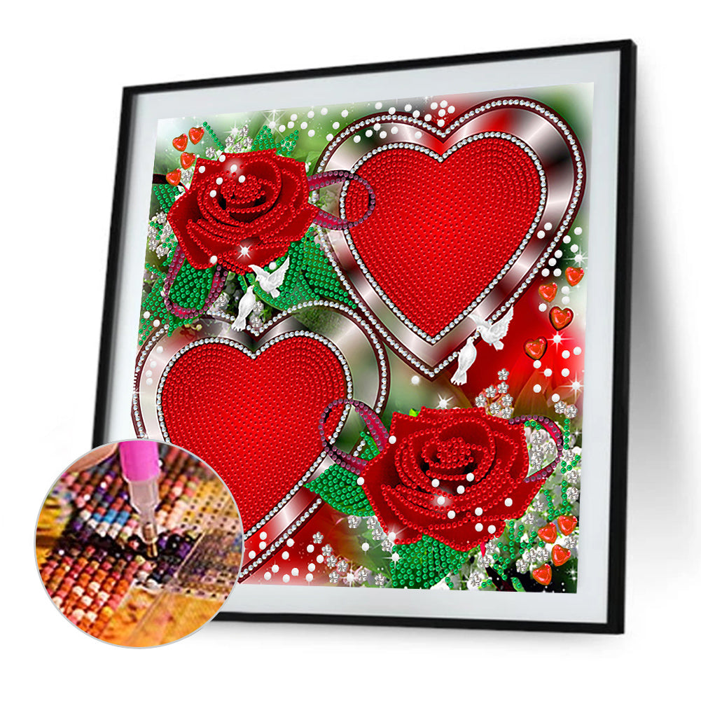 Love Rose 30*30CM(Canvas) Special Shaped Drill Diamond Painting