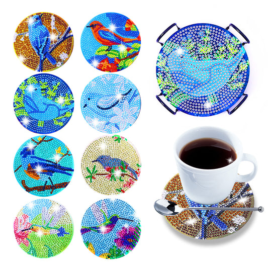 DIY Diamonds Painting Coaster with Rack Woody Cartoon Cup Mat Home Accessories