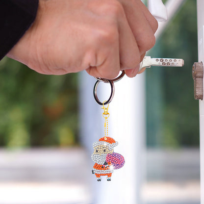 DIY Diamonds Painting Keychain Art Crafts Cartoon Key Ring Crystal for Kids Gift