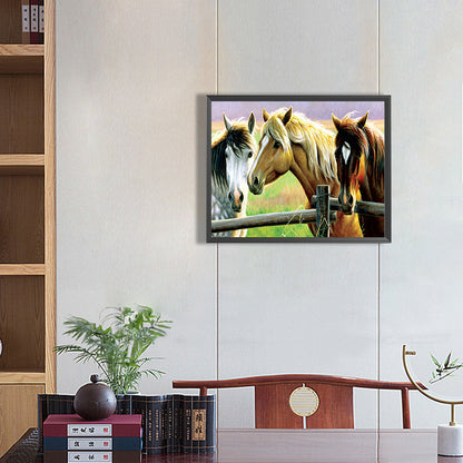 Horse In The Fence - Full Round Drill Diamond Painting 50*40CM