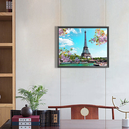 Eiffel Tower Scenery - Full Round Drill Diamond Painting 50*40CM