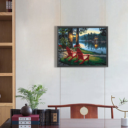 Lakeside Scenery - Full Round Drill Diamond Painting 50*40CM