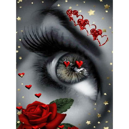 Rose Big Eyes Woman - Full Square Drill Diamond Painting 40*50CM