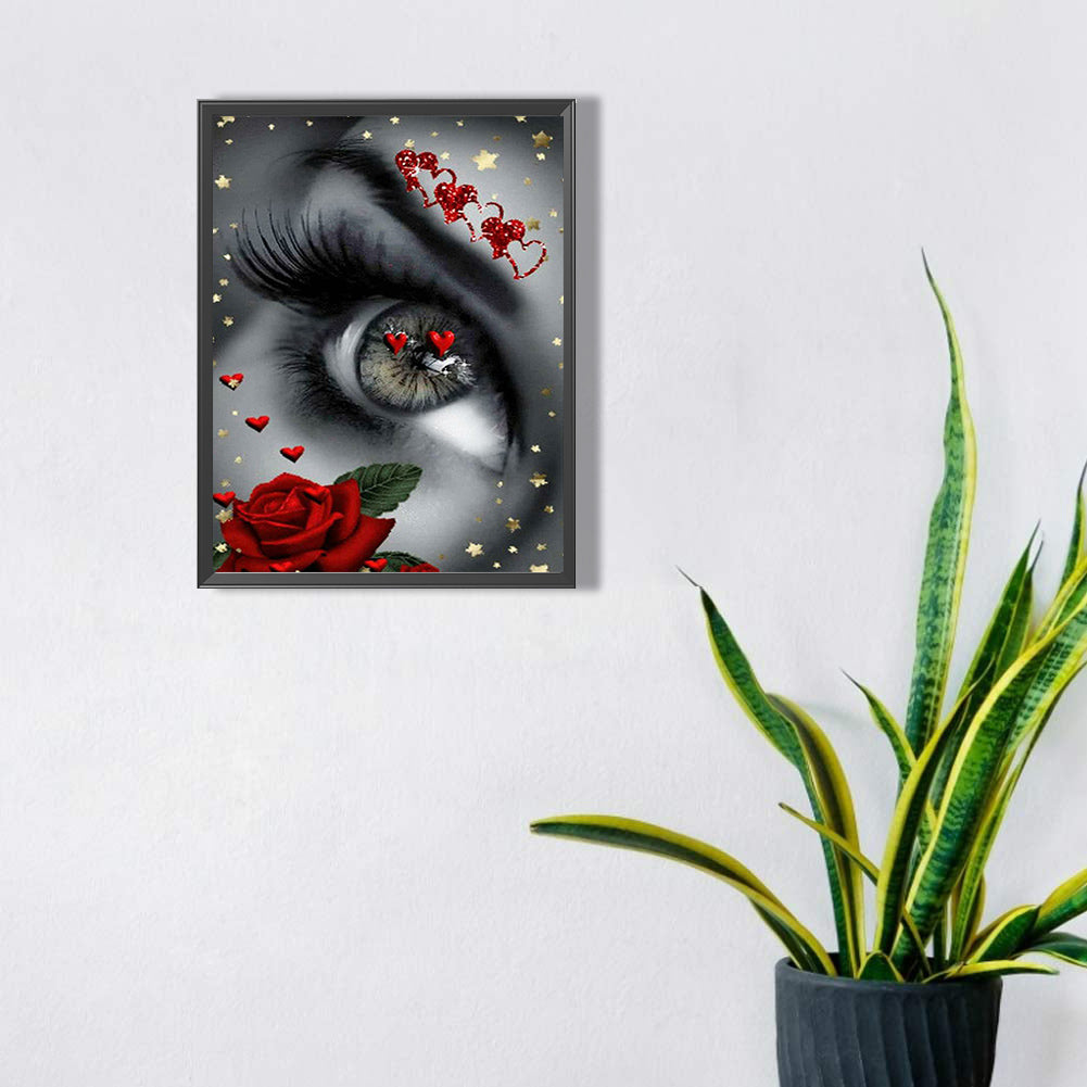 Rose Big Eyes Woman 40*50CM(Canvas) Full Square Drill Diamond Painting