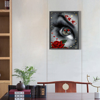 Rose Big Eyes Woman - Full Square Drill Diamond Painting 40*50CM