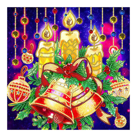 Christmas Bell Candle 30*30CM(Canvas) Special Shaped Drill Diamond Painting