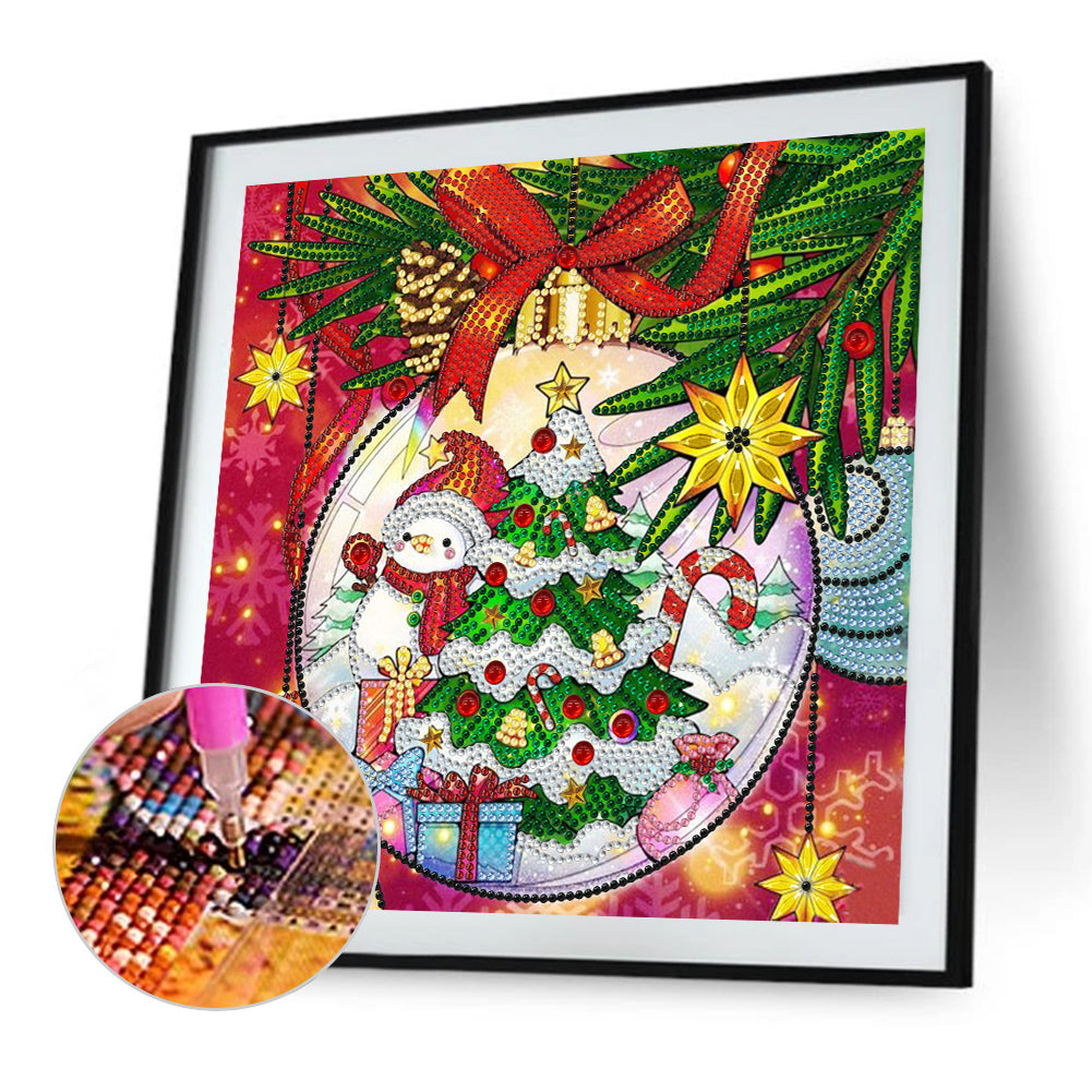 Christmas Snowman Christmas Tree 30*30CM(Canvas) Special Shaped Drill Diamond Painting