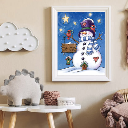 Snowman - Full Round Drill Diamond Painting 30*40CM