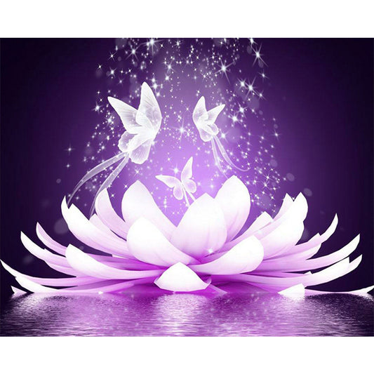 Purple Lotus - Full Round Drill Diamond Painting 50*40CM