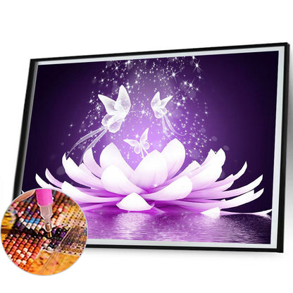 Purple Lotus - Full Round Drill Diamond Painting 50*40CM