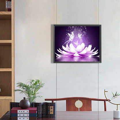 Purple Lotus - Full Round Drill Diamond Painting 50*40CM