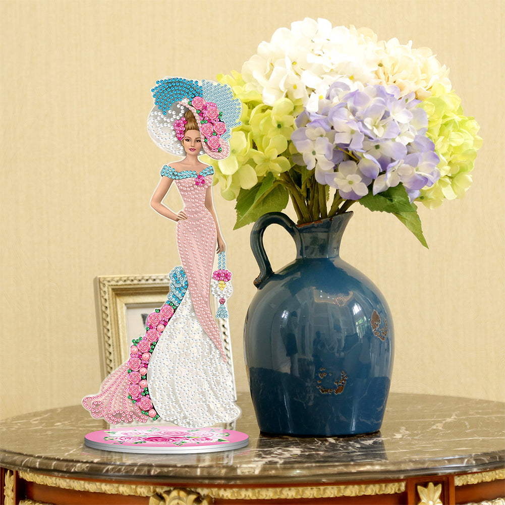 DIY Diamonds Painting Table Ornament European Lady Pattern Acrylic for Kids Gift