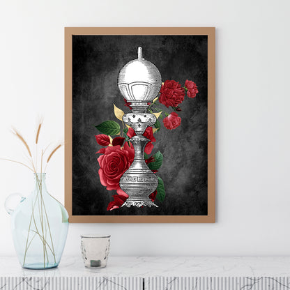 Red Rose Light Stand - Full Round Drill Diamond Painting 30*40CM