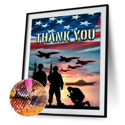 American Military Poster - Full Round Drill Diamond Painting 40*50CM
