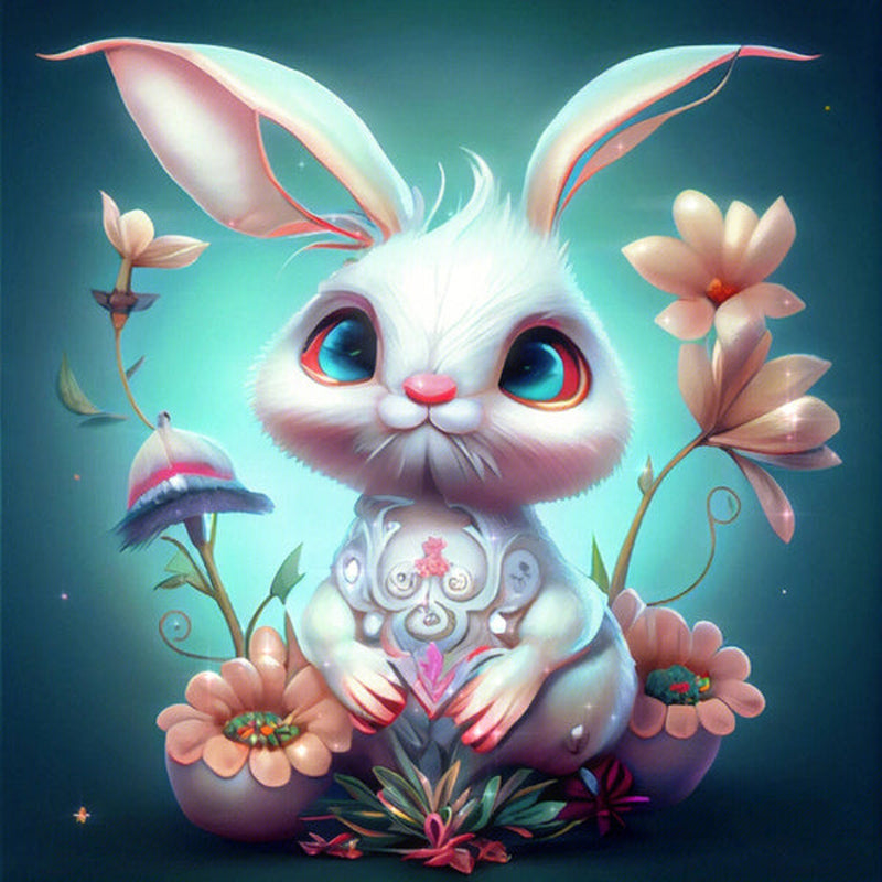 Little Flower Bunny 50*50CM(Canvas) Full Round Drill Diamond Painting